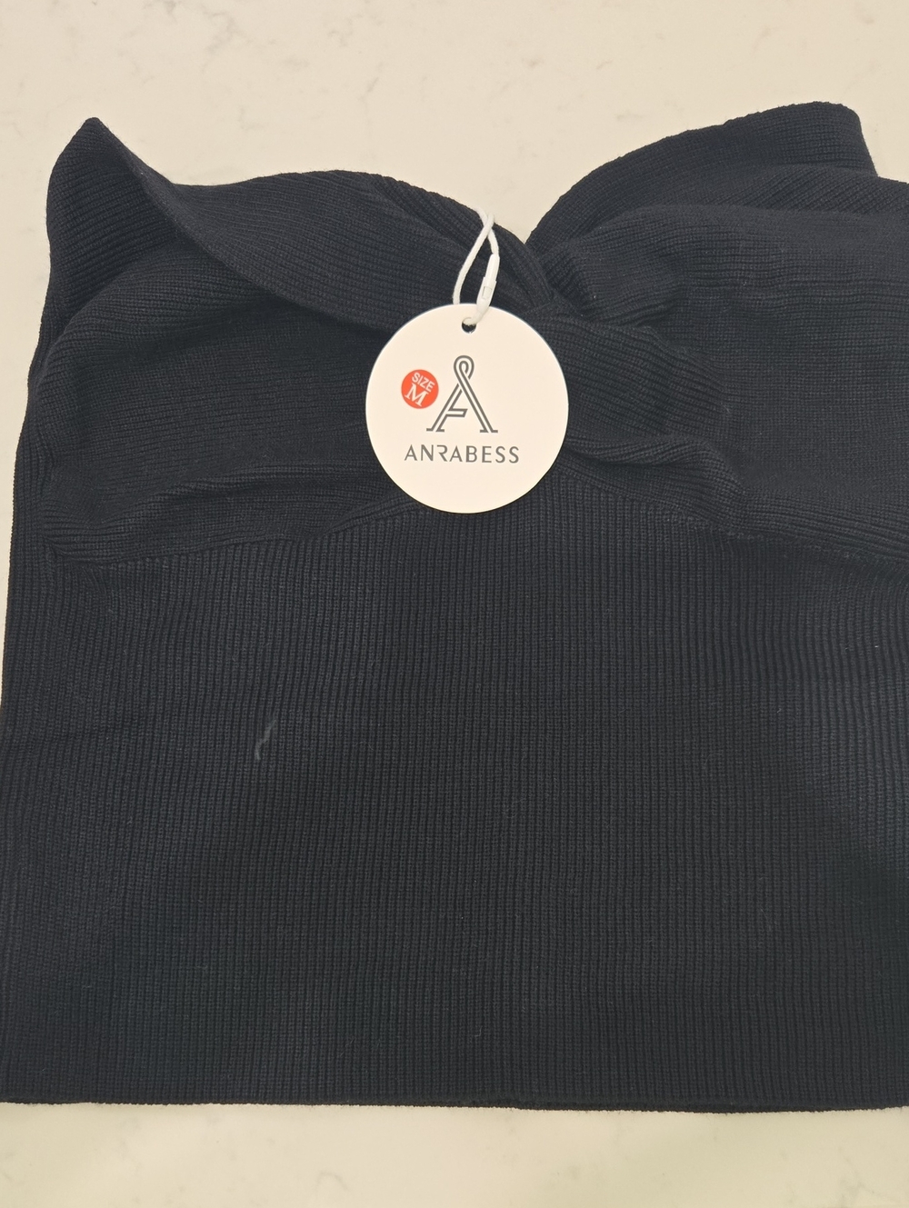 Anrabess Black Strapless Ribbed Crop Tube Top